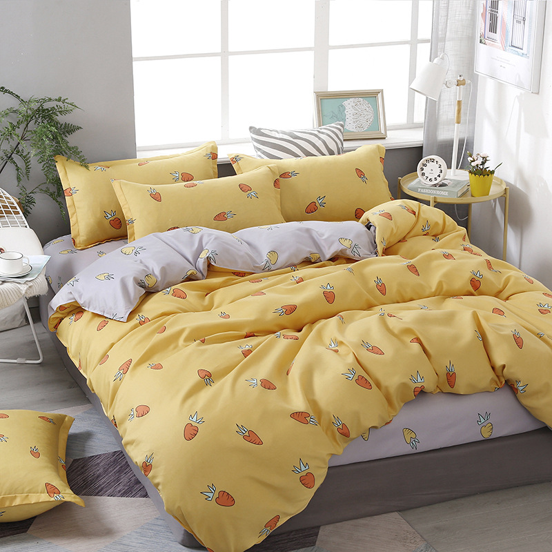 Picture of Small fresh sanding quilt cover four-piece water-washed cotton bed sheet quilt cover simple student dormitory single three-piece wholesale