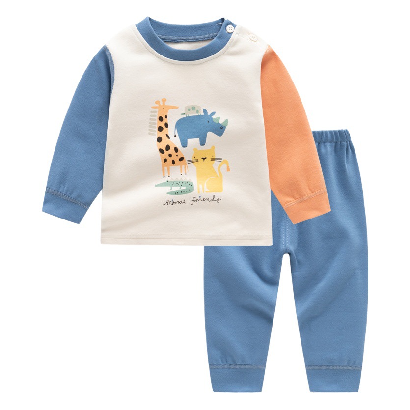 Children's autumn and winter Shu velvet Korean style clothing autumn clothes long pants boneless baby underwear home suit two pieces in stock
