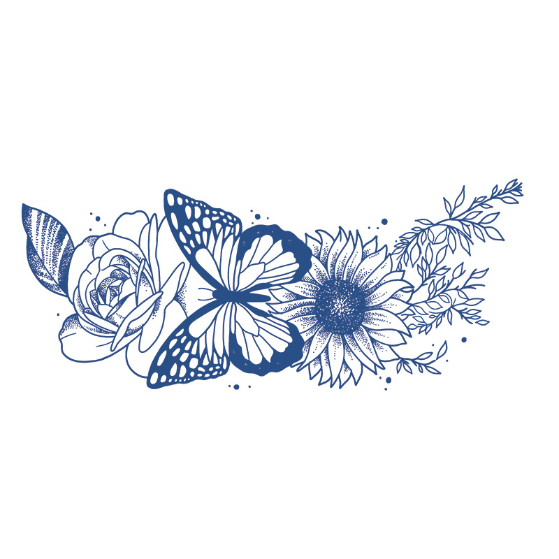 Herbal plain flower tattoo stickers butterfly leg ring lower belly flower waist sexy female semi-permanent suitable for tattoo on hands can't be washed off