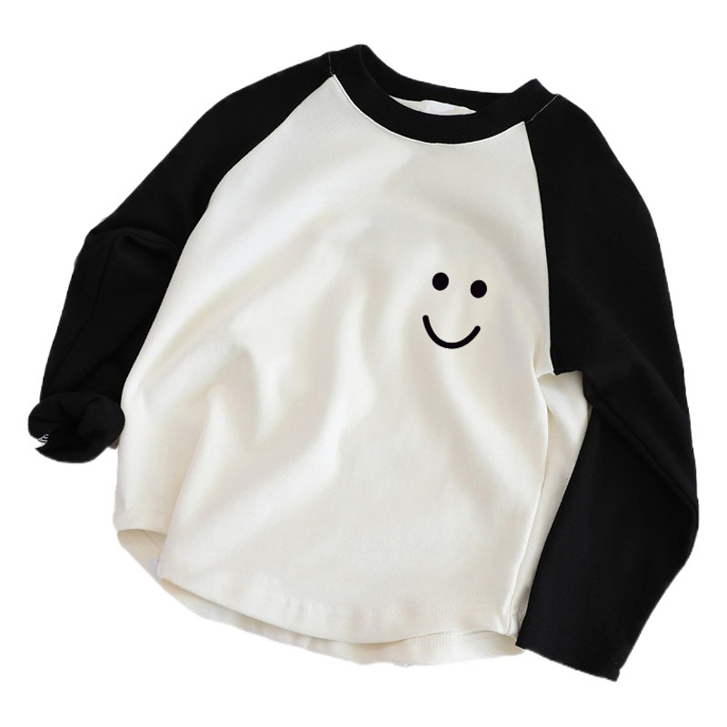 Pure Cotton Kidsren's T-Shirt Long-Sleeved Boys and Girls Clothing 2025 Cute Cartoon Animation Fun Kidsren's Bottoming Top Spring