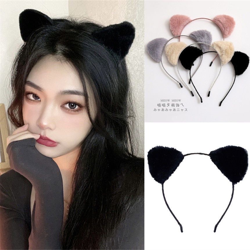 Korean Plush Cat Ear Headband, Face Wash Hairpin, Simple and Super Cute Girl Heart Cute Hair Accessories, Hairband, Cat Headband