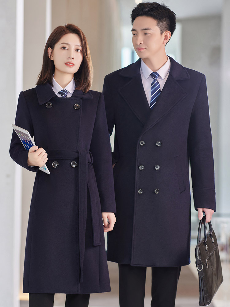 Picture of High-end professional woolen coat long 4s store sales department hotel front desk work clothes woolen coat workwear winter