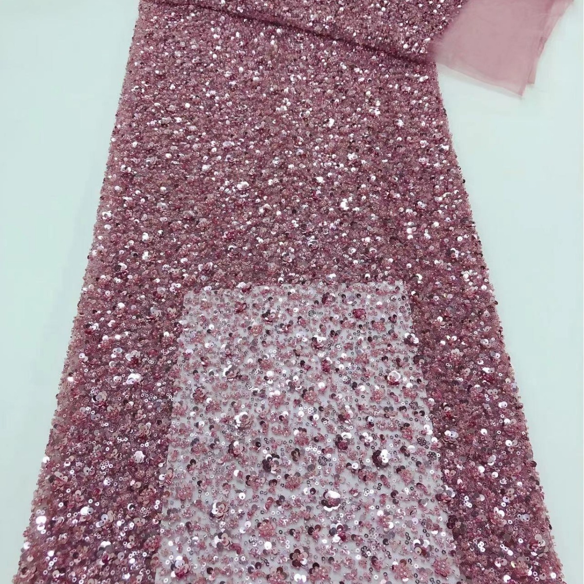 Manufacturer's Ready Stock Small Plum Blossom Sequin Bead Tube Embroidery Fabric Fashionable Wedding Dress Shoes Hats Bags Accessories Fabric