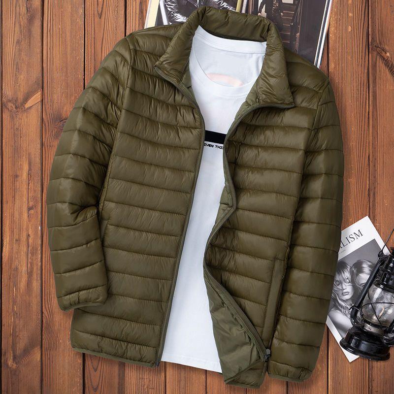 Picture of Light Down Cotton-padded Jacket Men's Autumn and Winter Cotton-padded Jacket New Short Vertical Collar Men's Casual Hooded Plus Size Lightweight Jacket