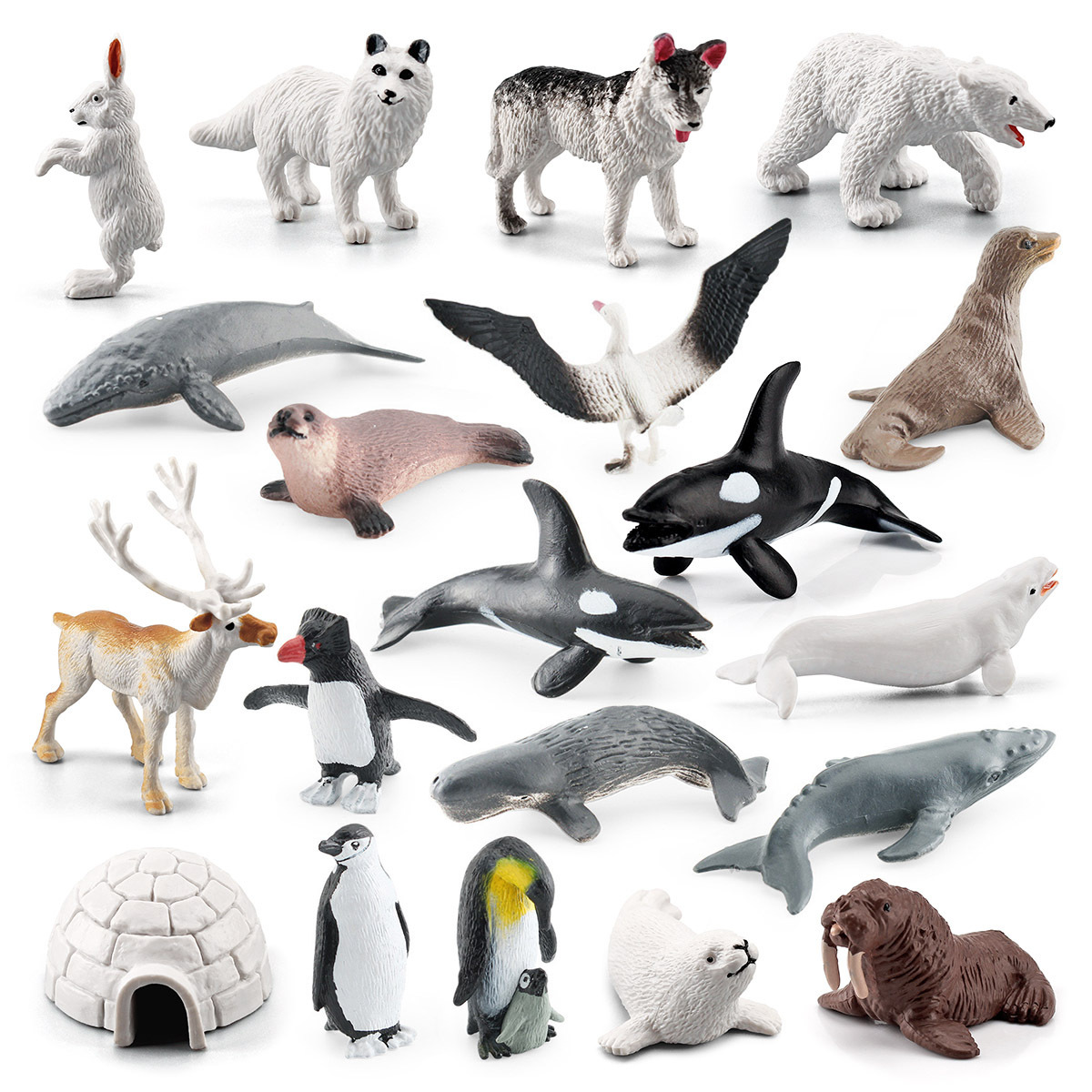 Cross-border simulation polar bear Penguin reindeer whale igloo mini Wild Arctic and South animal model ornaments