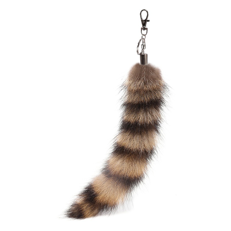 Factory wholesale American raccoon tail pendant big fox tail jewelry car bag pendant key ring