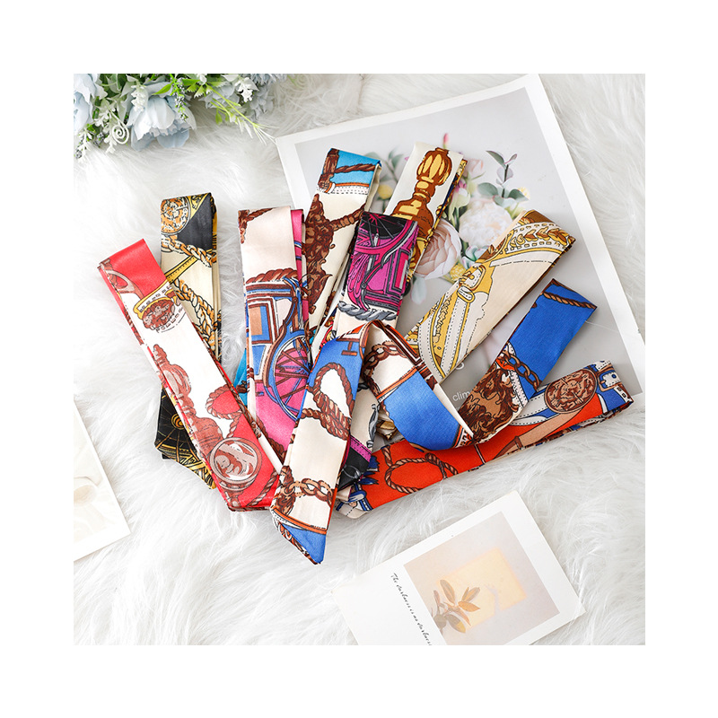 Picture of Silk Scarf Wholesale Long Beveled Small Silk Scarf Double-layer All-match Hair Belt Ribbon Decoration Tie Bag Hand Gift Box Silk Scarf