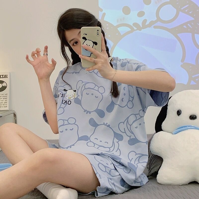 Picture of 2024 Summer Short-sleeved Pajamas Female Students Loose plus size Cute Home Clothes Two-piece Suit Spring and Autumn Summer