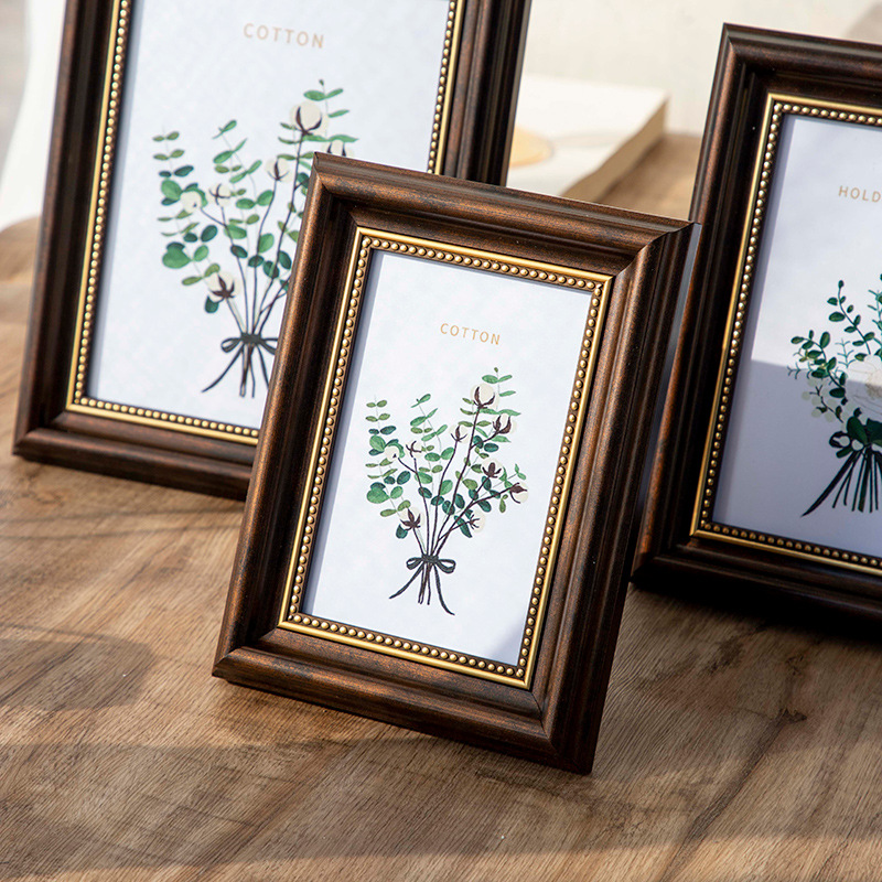 Picture of American photo frame table 6 inch 7 inch 8 inch 10 12 inch A4 retro photo frame wall hanging children's photo rack photo frame wholesale