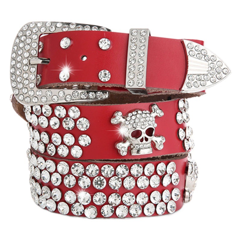 Women's Leather Accessories with Diamond Belt Rhinestone Diamond-encrusted Fashion All-match Decorative Women's Korean-style Jeans Wide Belt