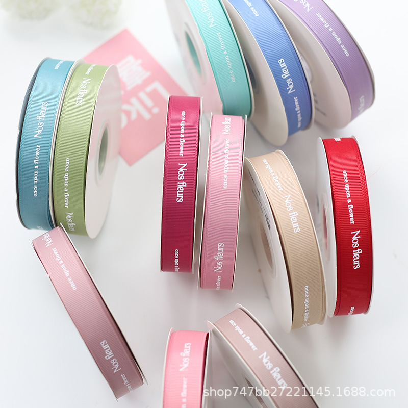 Holiday Macaron Color Threaded Ribbon English Letter Flower Bouquet Flower Cake Baking Floral Tie Wholesale