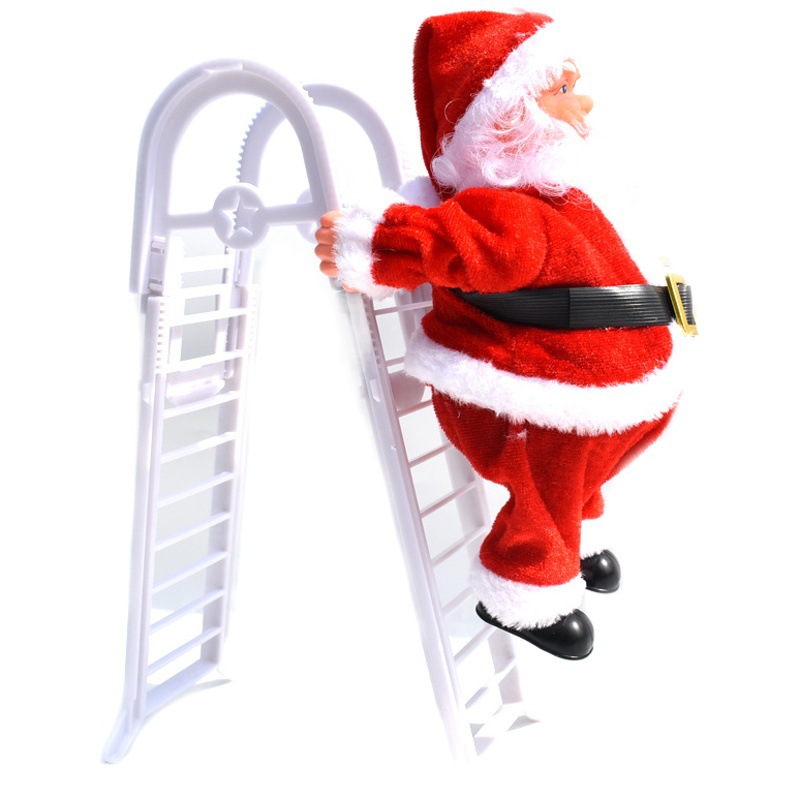 New Red Double Ladder Electric Music Santa Claus Christmas Ornaments Gift Children's Toys Christmas Decoration