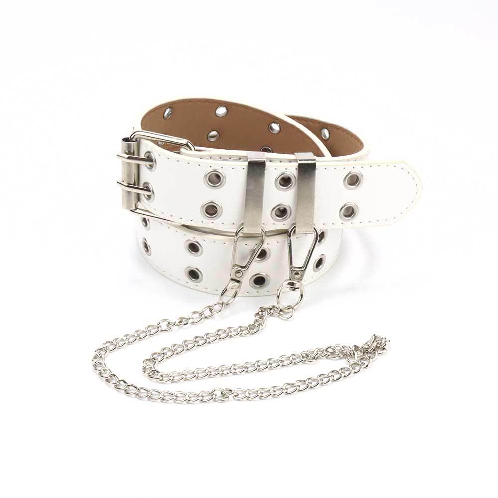 Picture of Cross-border punk belt women's decorative all-match y2k niche design pink chain jeans with eye belt