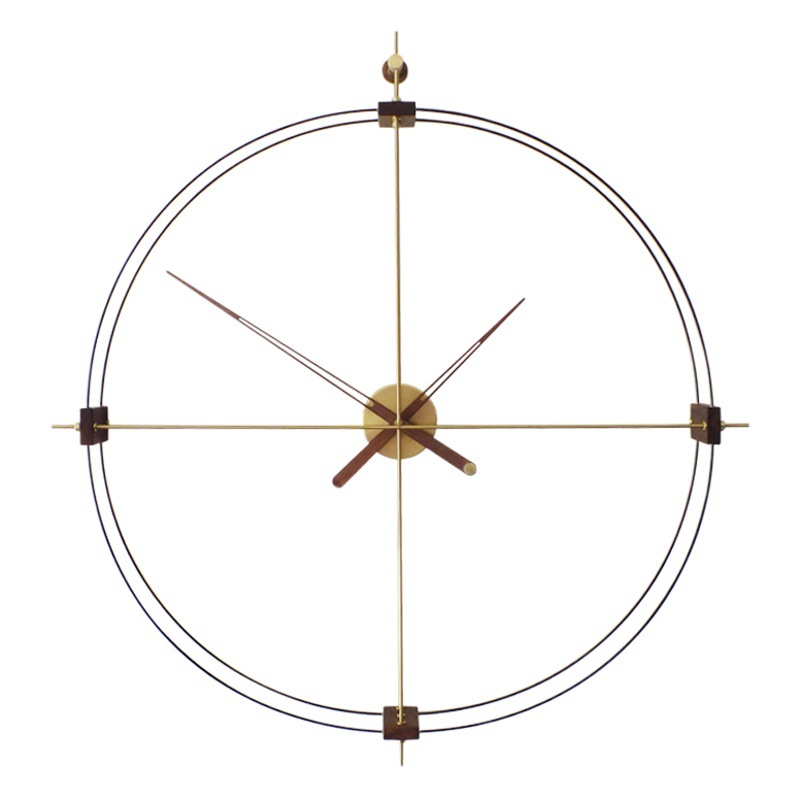 Spanish Wall Clock Living Room Fashion Stylish Normcore Silent Accessible Luxury Simple Restaurant Three-Pole Double Circle Atmospheric Clock
