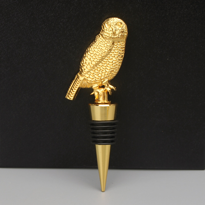 Picture of Animal red wine stuffed owl spider ladybug fish bottle lid new creative metal ornaments promotional gifts European style