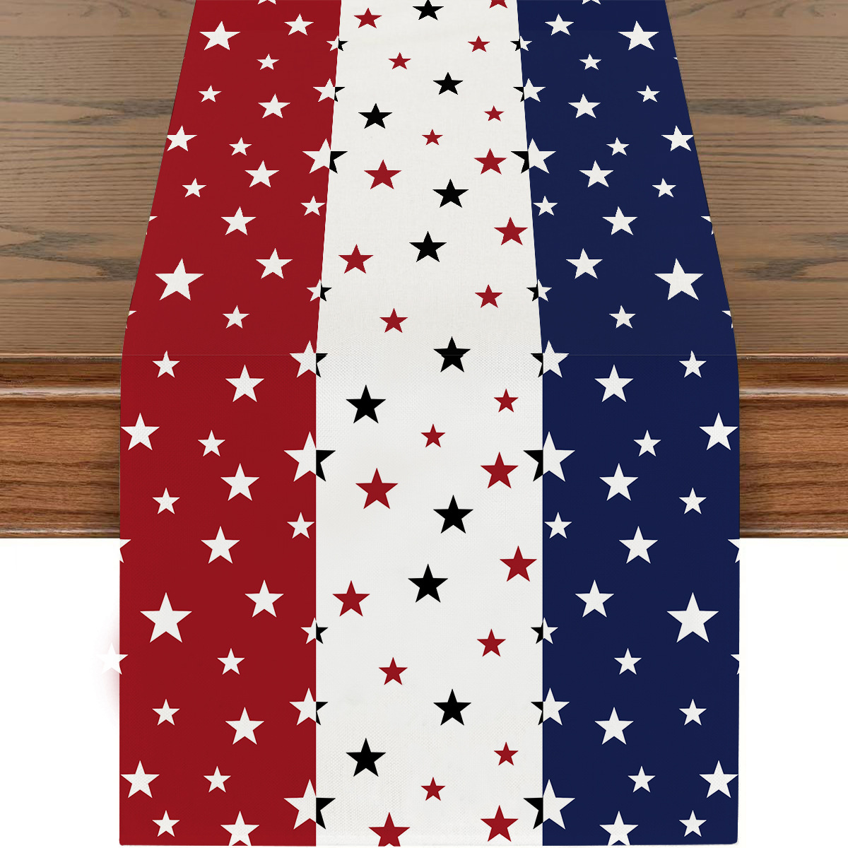 Picture of Explosions US Independence Day Decorative Table Runner Linen Star-stripe Printed Tablecloth Patriot Holiday Atmosphere Table Runner