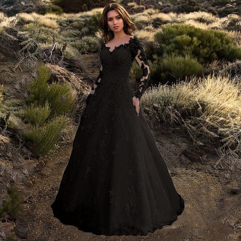 Picture of 2025 Cross-Border Spring New European and American Clothing Amazon Long-Sleeved One-Shoulder Bridal Wedding Dress Long Skirt