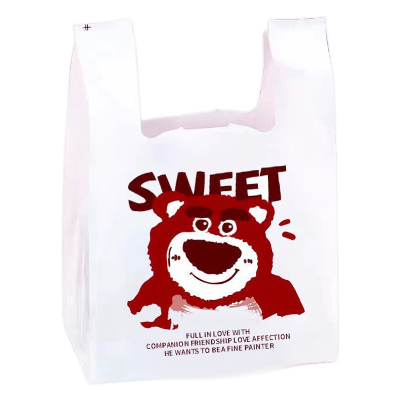Trendy Cute Clothing Bags Disposable Street Vendor Internet Celebrity Gift Vest Bags Strawberry Bear Toy Packaging Bags