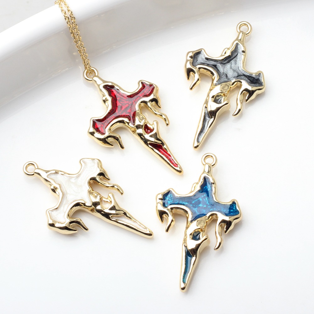 Picture of Alloy Color Oil Dropping Cross Pendant Pendant DIY Handmade Necklace Earrings Bracelet Jewelry Accessories