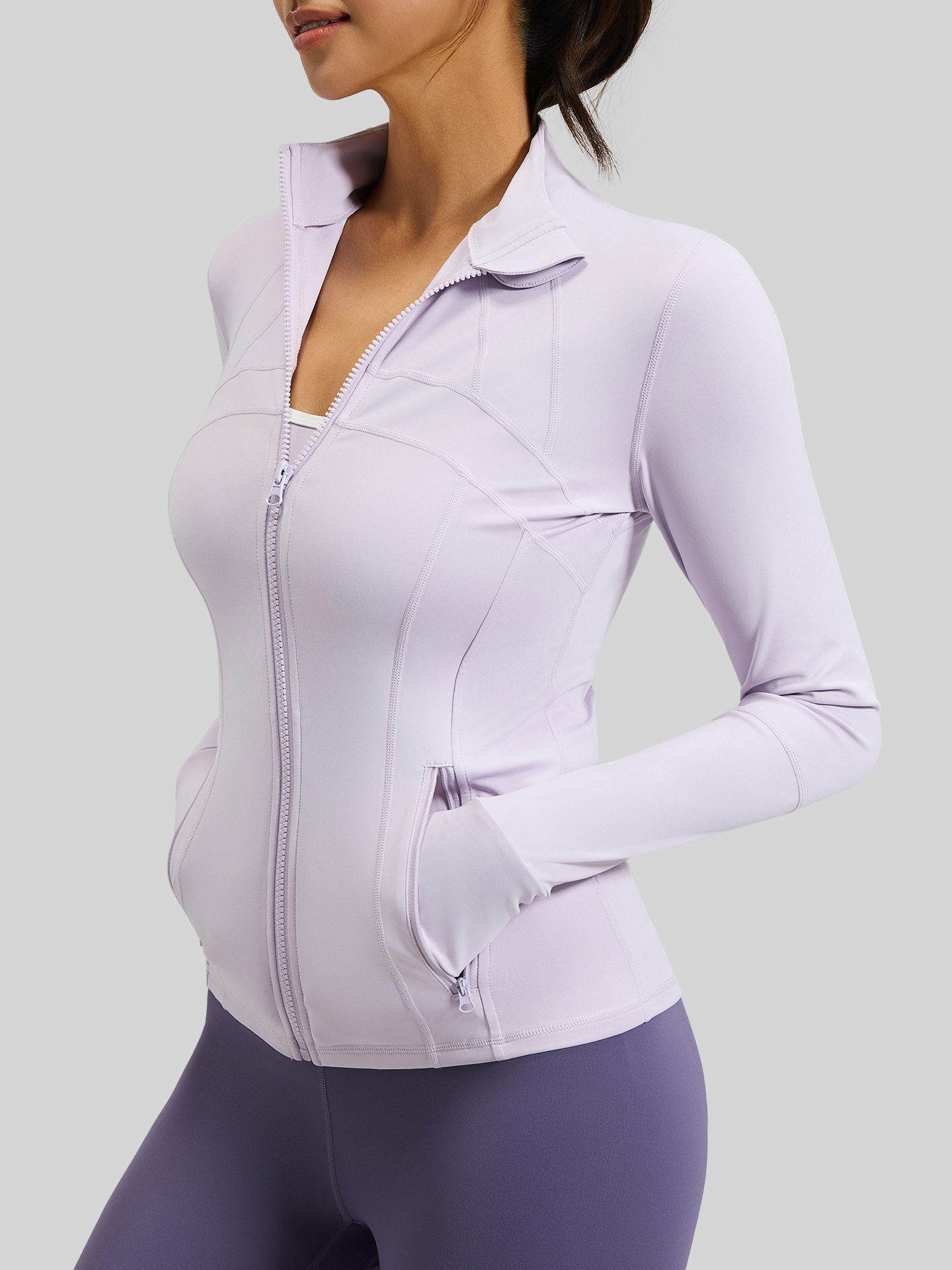 Picture of Juyitang Spliced ​​Fitness Tops, Breathable Elastic Pockets, Running Sports Yoga Clothes, Long Sleeves for Women