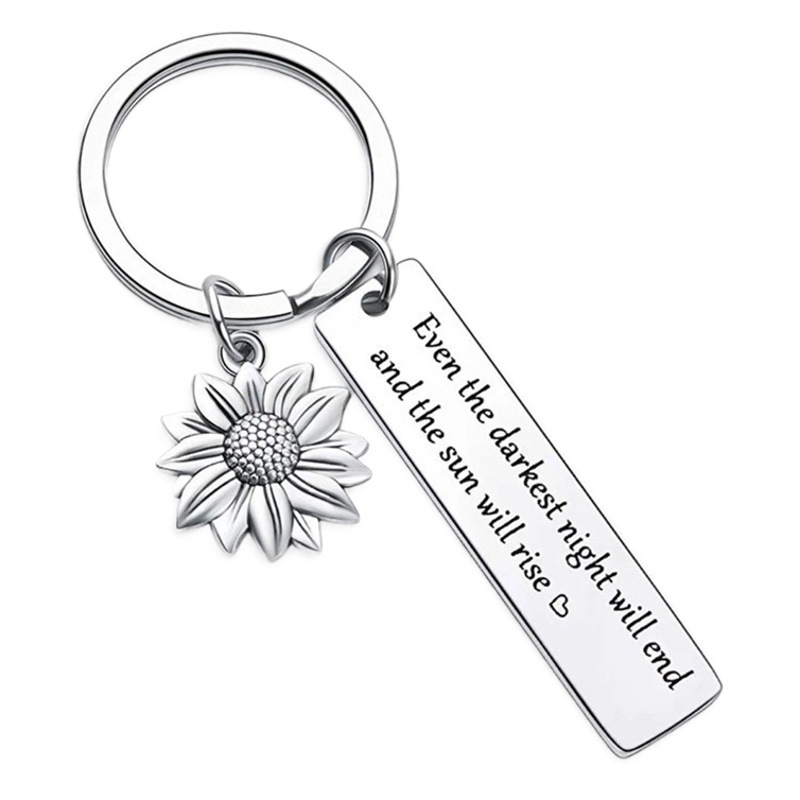 Sunflower Keychain Stainless Steel Keychain Engraving I Want to Be Like a Sunflower