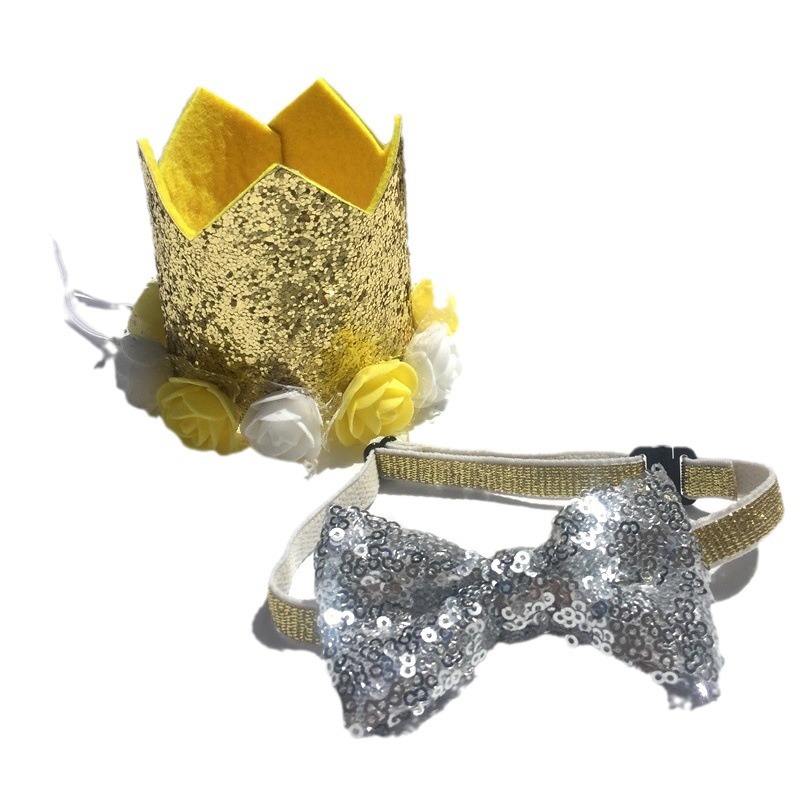 Picture of Children's Birthday Hat Baby Hundred Days Full Moon Birthday Crown Flower Sequins Party Decoration Supplies