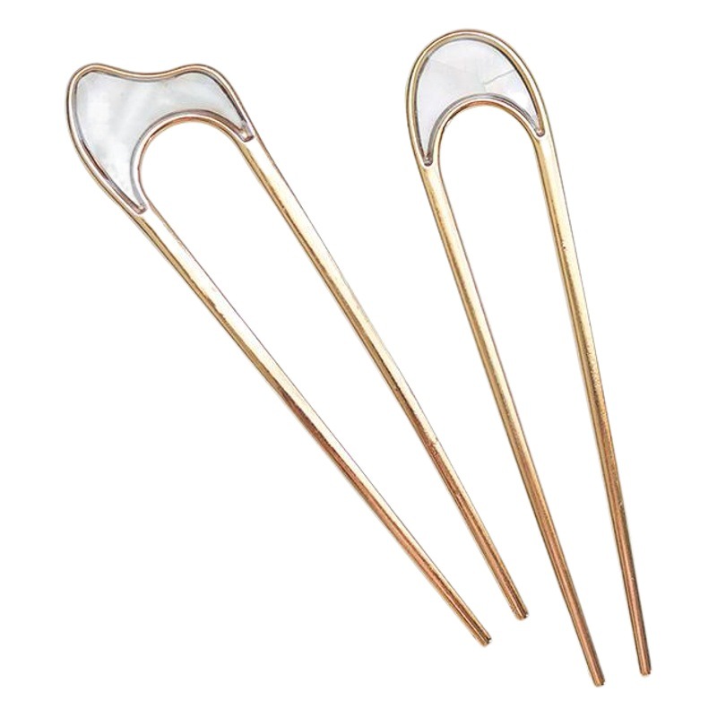 Japanese Antique Internet Celebrity Simple Metal Hairpin Ball Head Hairpin Elegant Hair Needle U-shaped Alloy Hair Hairpin