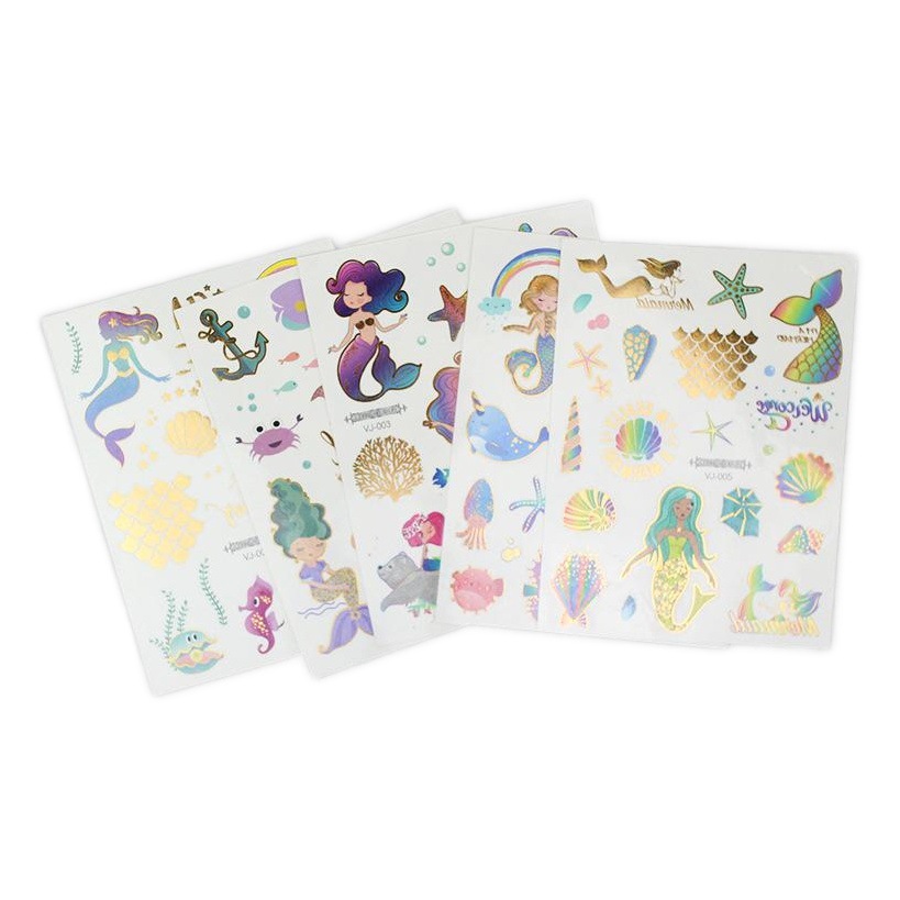 New cross-border supply waterproof gilded mermaid tattoo stickers cute cartoon children tattoo stickers tattoo