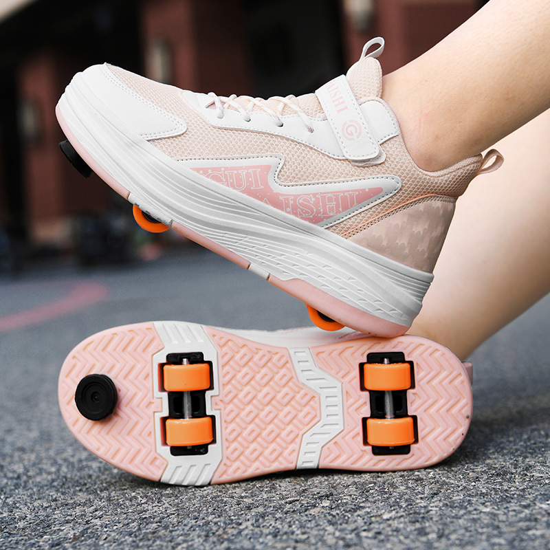 New Upgraded Lobby Shoes with Brakes Boys' Lobby Shoes Girls' Children's Slide Wheel Four-wheel Double Wheel with Wheels