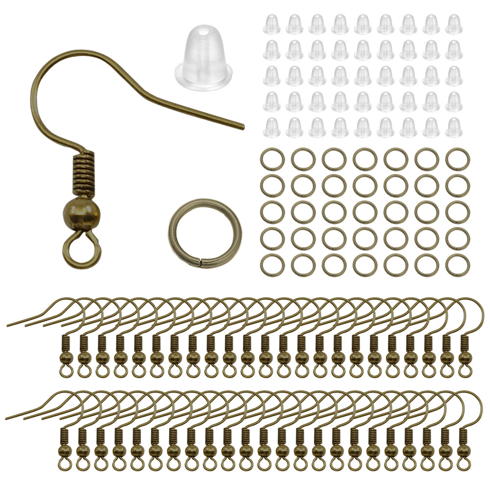 Picture of Diy jewelry accessories ear hook single ring earplug suit 4mm single ring big ear hook 4mm small size ear plug 100