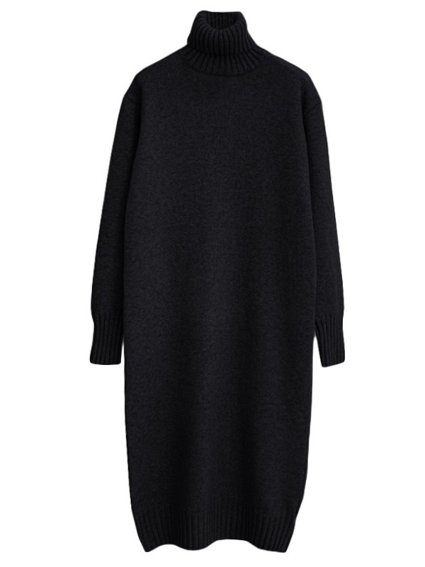 Picture of 2024 autumn and winter Loose Women's sweater skirt mid-length over-the-knee inner wear western style thickened knitted dress
