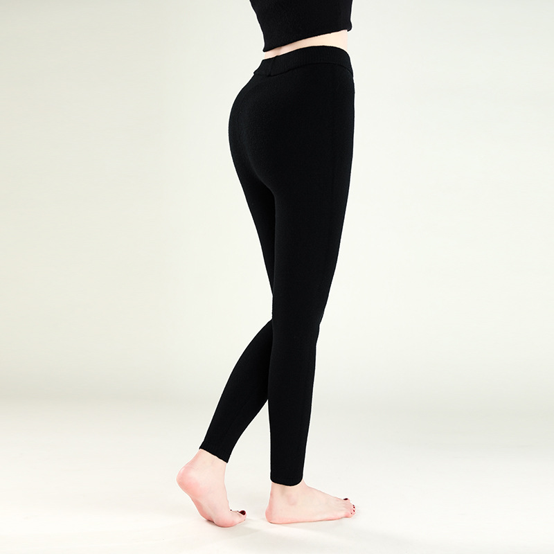Picture of Women's Autumn and Winter Seamless Thermal Knit Leggings Non-Wool Thickened Inner Knit Pants Four-Way Pants