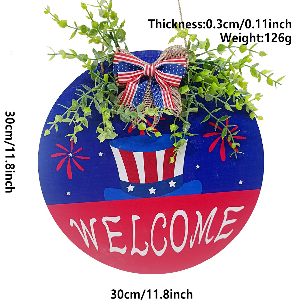 Picture of in stock Cross-border US Independence Day Wooden Listing National Flag Logo Door Hanging Door Plate Decorations Wooden Craft Listing
