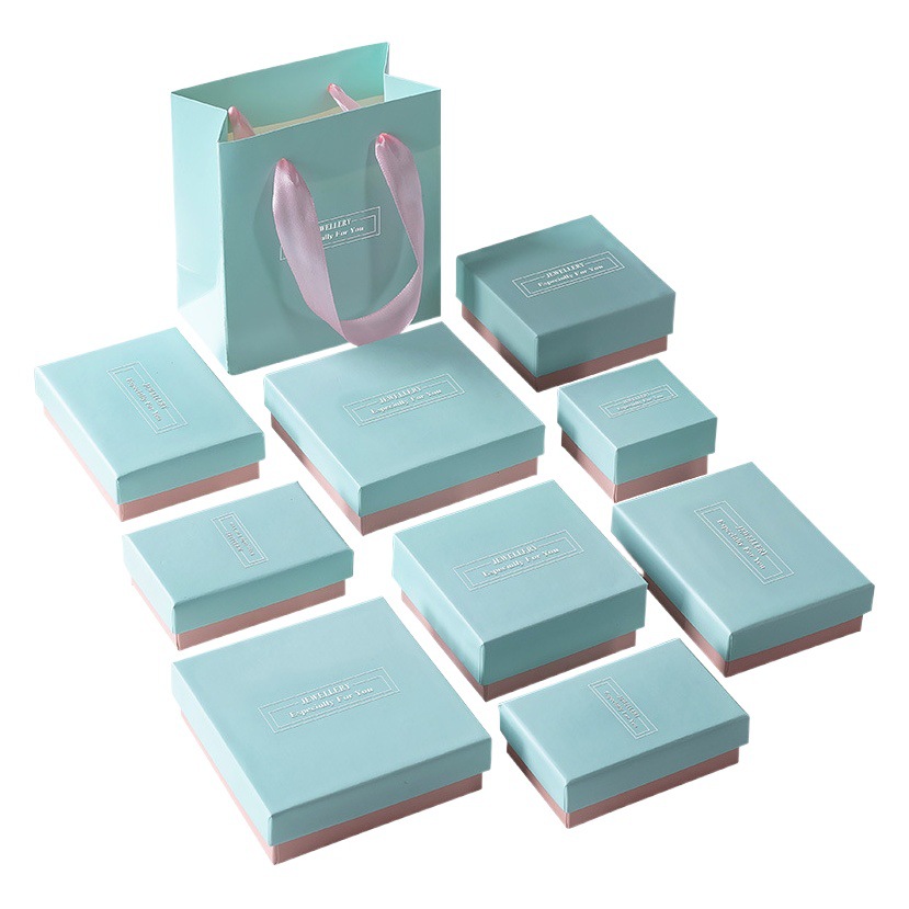 Necklace ring packaging box jewelry box a generation of hair special shoot lake blue girl heart packaging silver cloth gift box