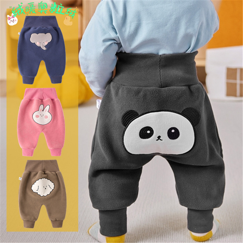 Big Butt Lined Pants for Women and Baby Men's Autumn and Winter Baby Pants Big PP Butt Thickened Belly Pants Children's Pants Cute
