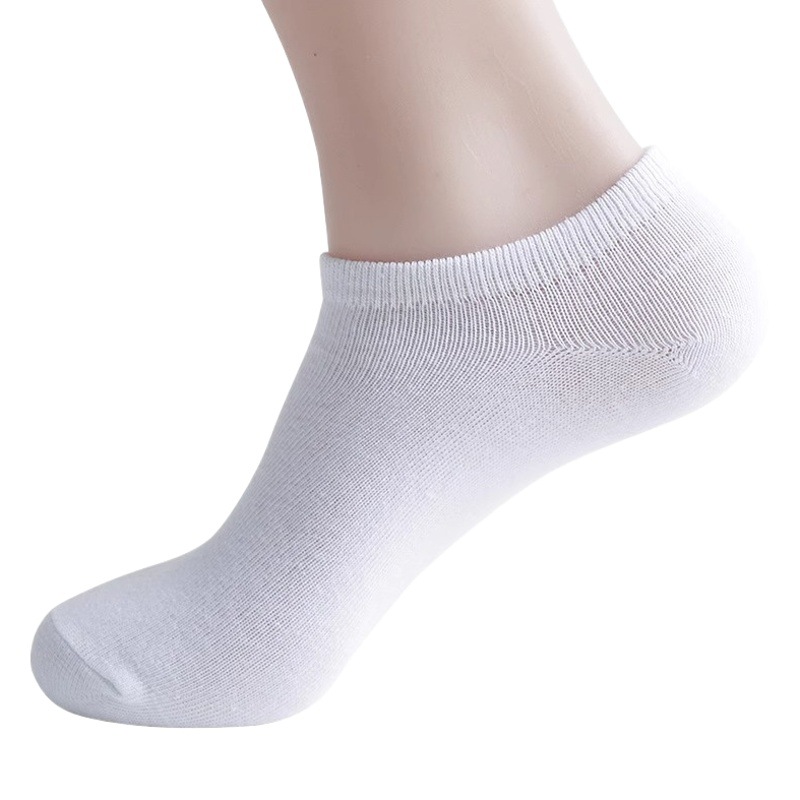 Men's Shallow Boat Socks Spring, Summer and Autumn Socks Thin Shallow Mouth Low-Cut Sports Men's Socks Black and White Gray Pure Color Socks Black and White Gray