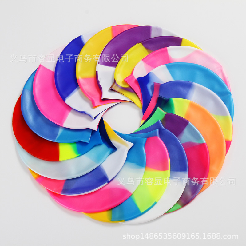 Silicone swimming cap color matching adult men's and women's swimming cap waterproof non-slip swimming cap comfortable wholesale printable LOGO
