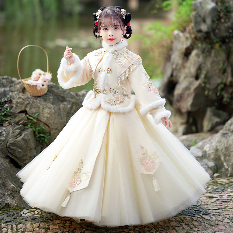 Picture of Hanfu girls' winter 2024 new quilted thickened ancient costume children's Tang suit ancient style little girl Chinese style skirt