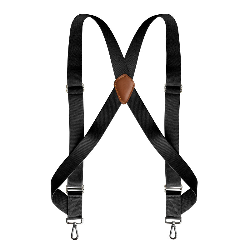 Cross-Border Supply 3.5cm Men's Adult Side Clip Suspenders Outdoor Casual Workwear Hook Buckle Two-Clip Suspenders