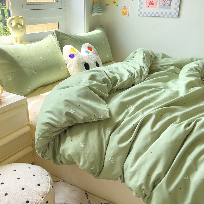 Picture of Class A Maternal and Infant Grade Four-Piece Set Small Fresh Thickened Sanding Quilt Cover Washed Cotton Bed Sheet Quilt Cover Dormitory Three-Piece Set ins