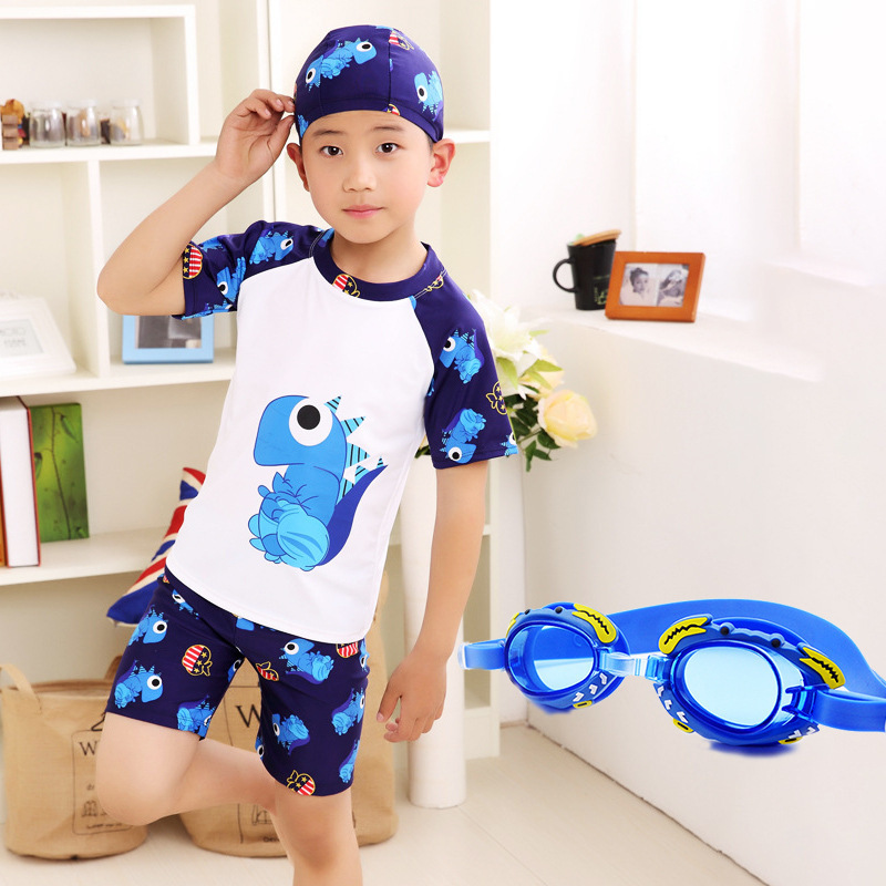 Children's Swimsuit Boys Children's Split Swimsuit Infant Big Child Infant Baby Shark Dinosaur Swim Trunks Set
