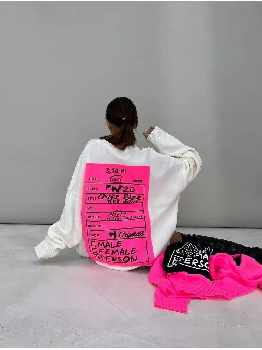 2024 Spring and Autumn All-match Personalized National Fashion Street Pure Cotton Long-sleeved T-shirt Casual Loose Trendy Fashion Letter Top