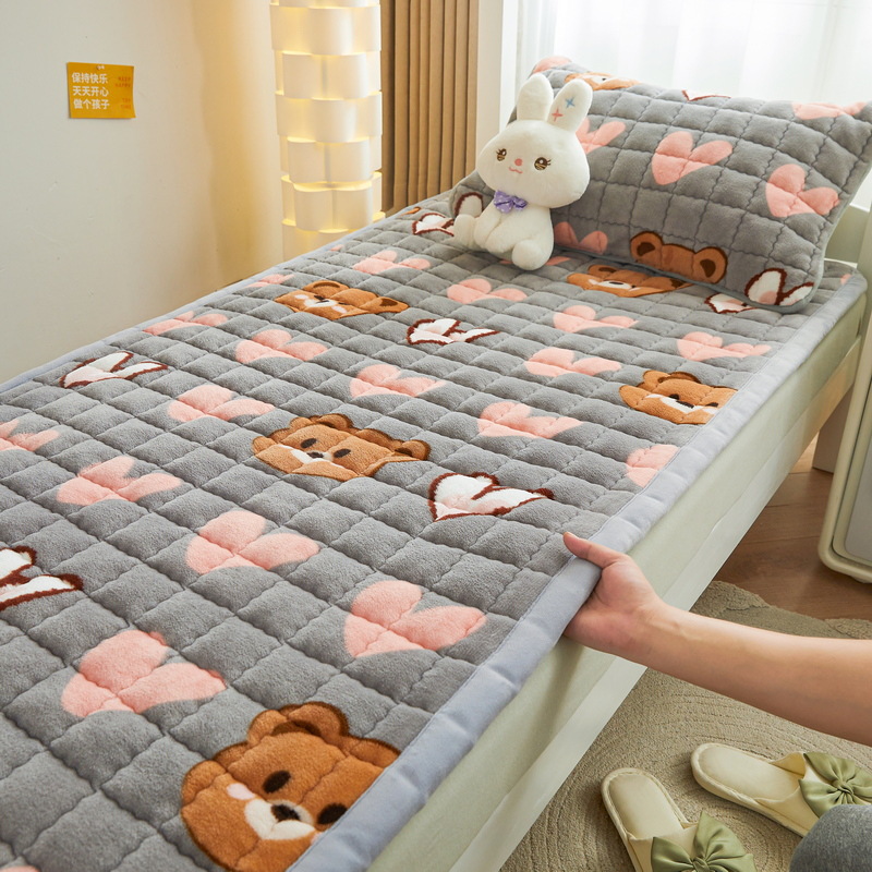 Picture of Milk Velvet Mattress Home Foldableing Soft Cushion Student Bedding Three-Piece Set Printed Dormitory Mat Special Single Mattress