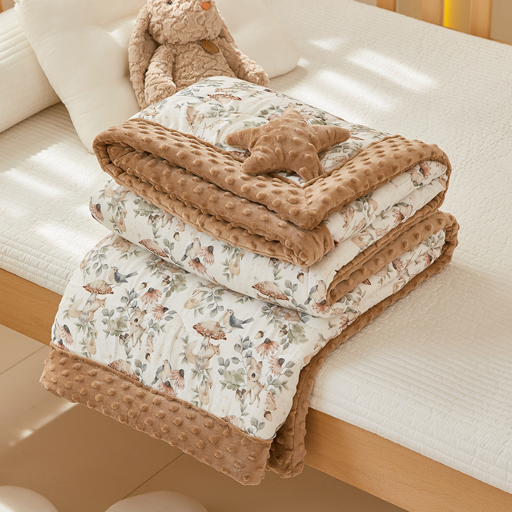 Picture of Original Class A autumn and winter New bamboo cotton gauze bean quilt soybean fiber printing bean velvet children's Four Seasons quilt