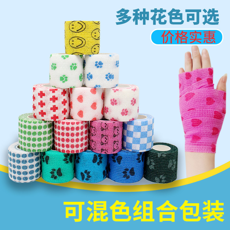 Picture of Factory wholesale non-woven self-adhesive elastic elastic bandage sports protection ankle pet print finger bandage
