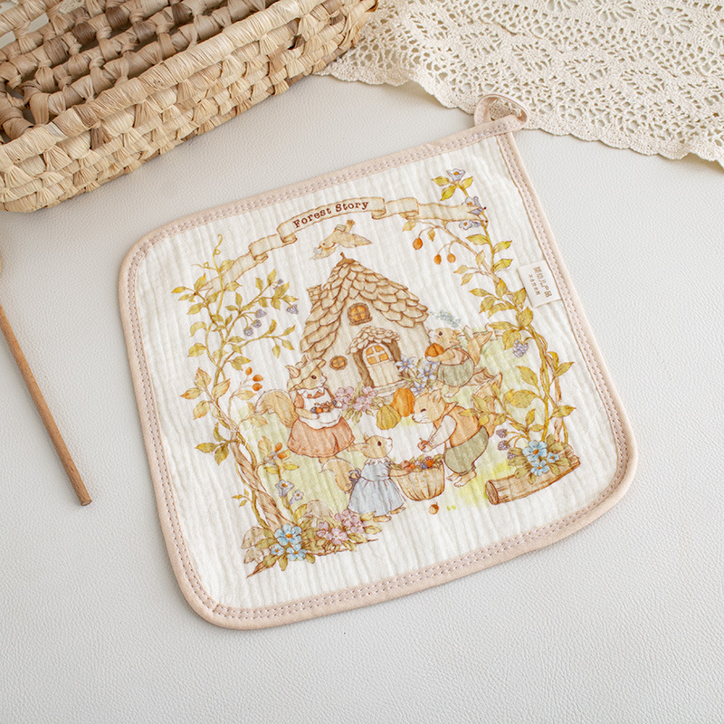 Picture of Class A baby saliva towel four layer cotton crepe square towel soft absorbent children's square towel kindergarten baby towel