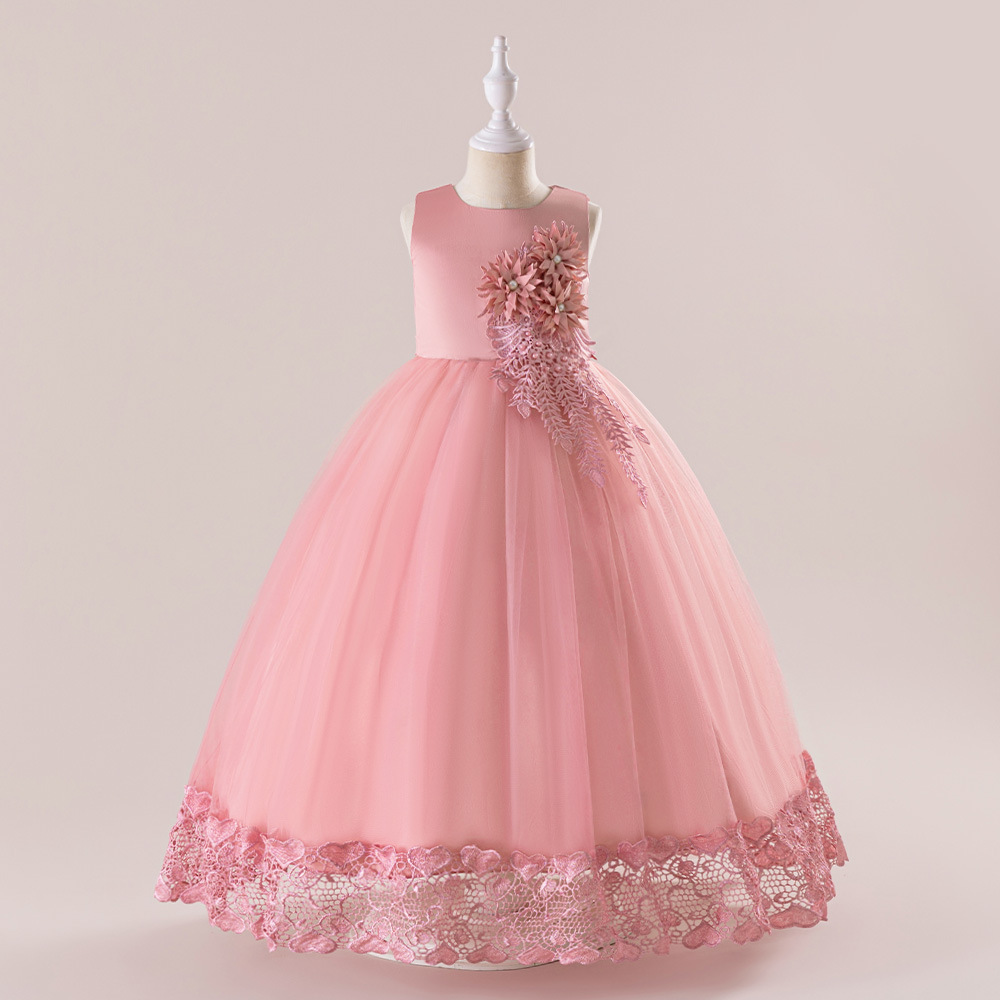 Picture of European and American New Children's Dress Long Flower Show Dress Princess Dress Flower Girls Dress Wedding Dress