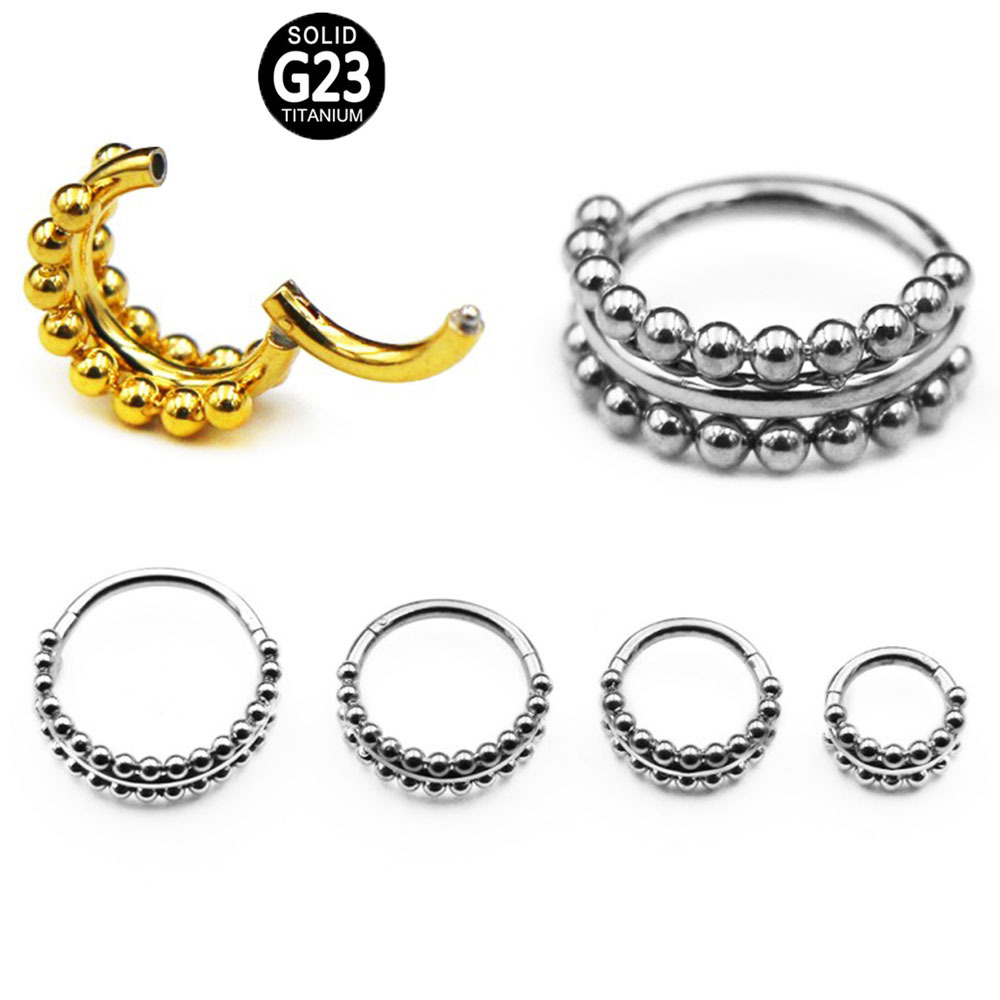 G23 titanium foreign trade new puncture ornaments pure stainless steel inlaid zircon closed ring simple nose ring cross-border earrings