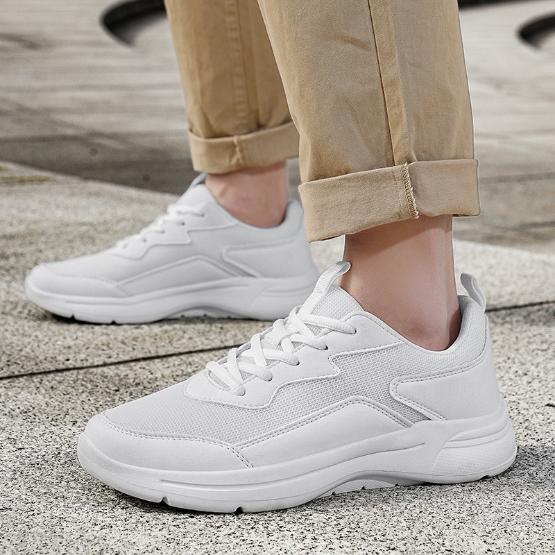 Spring and Summer Cross-border plus size 48 White Shoes Men's Shoes All-match Breathable Sports Lightweight Shock-absorbing Casual Shoes Men's Jinjiang Shoes