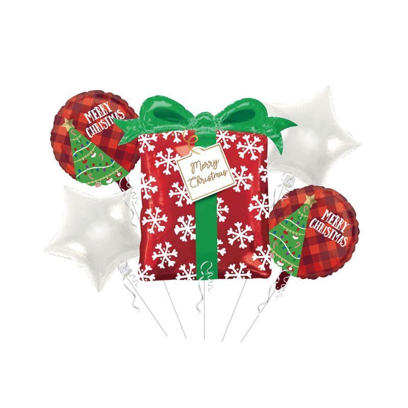 Picture of Christmas theme five-piece balloon combination Santa Claus Christmas tree gift box party decoration balloon wholesale